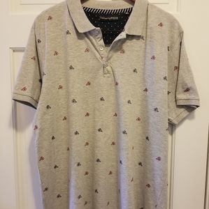 Bicycle Print Polo, Gray, XL